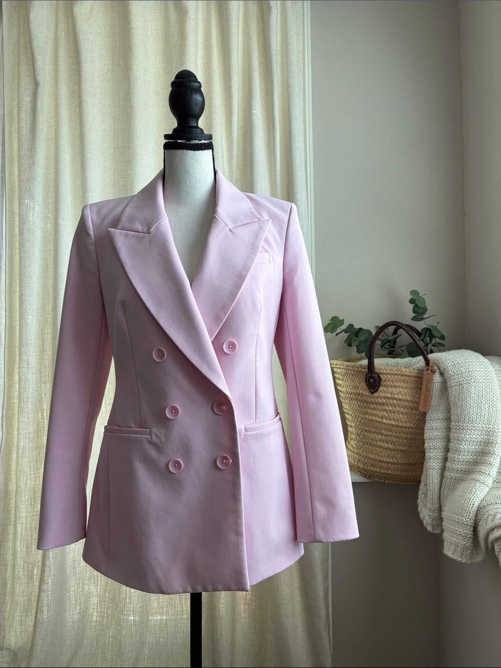 Express Light Pink Double-Breasted Blazer